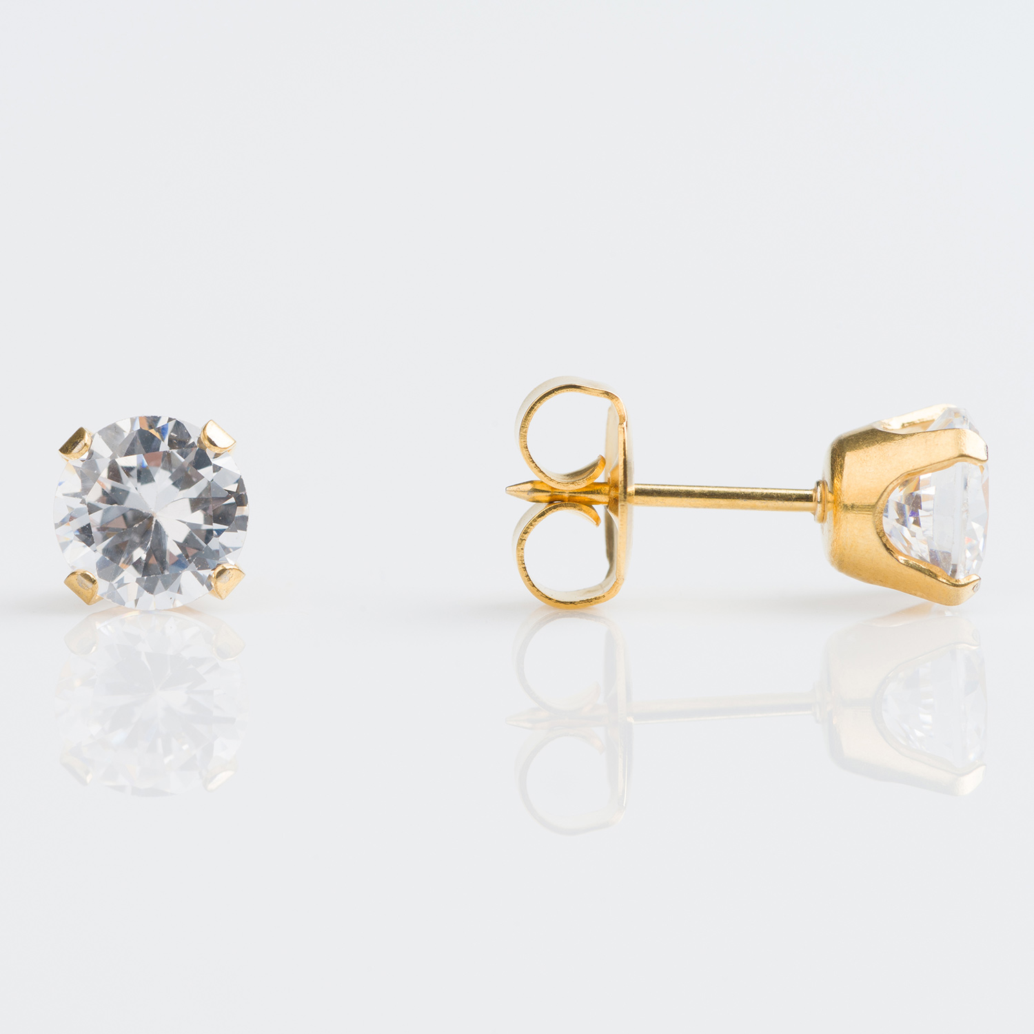 Studex UK | Gold Plated Tiff. 6mm Cubic Zirconia